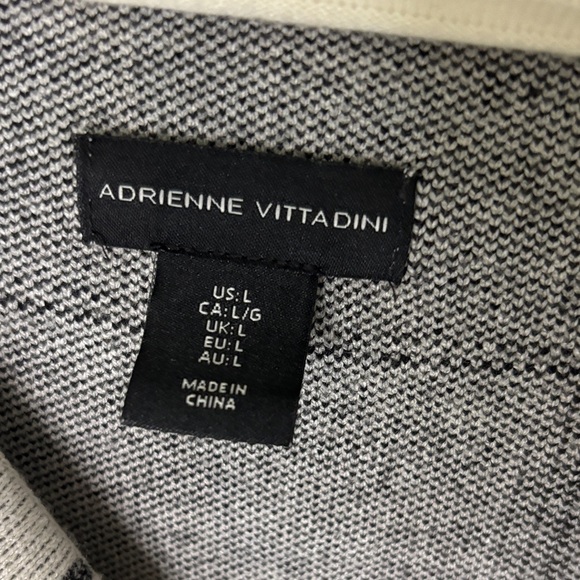 Adrienne Vittadini Cream and Black Plaid Sweater - Picture 2 of 4